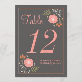 Rustic Retro Flowers Table Number