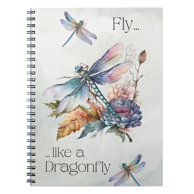 Rustic Retro Fly Like A Dragonfly Notebook (Front)