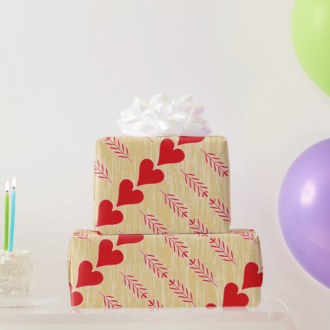 Rustic Retro Heart Pattern Valentine Wrapping Paper (Party Gifts)