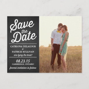 Rustic Retro Script Photo Save the Date Postcard