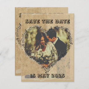 Rustic Retro Script with Musical Notes Heart frame