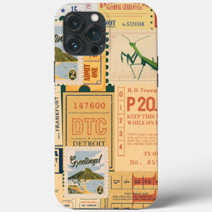 Rustic retro stamps Classic Old newspaper western iPhone 13 Pro Max Case