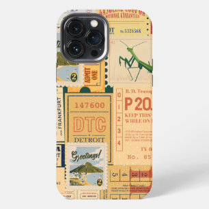 Rustic retro stamps Classic Old newspaper western iPhone 13 Pro Max Case