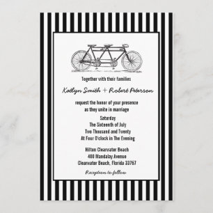 Rustic Retro Tandem Bicycle Wedding Invitation