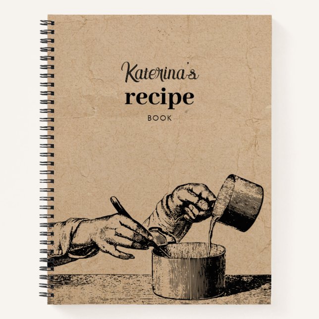 Rustic Retro Vintage Cooking Kitchen Recipe Notebook (Front)