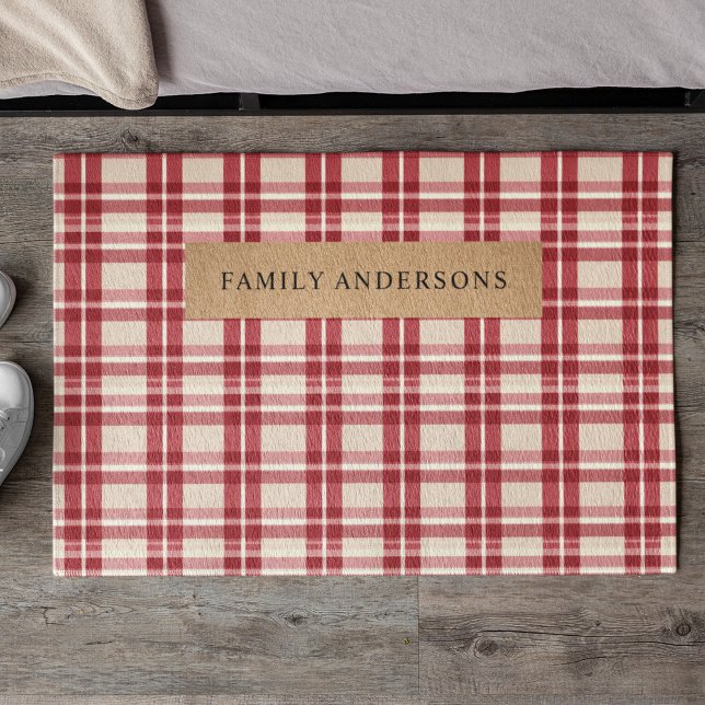 Rustic Reverie | Embracing the Farmhouse Red Plaid Doormat (Creator Uploaded)