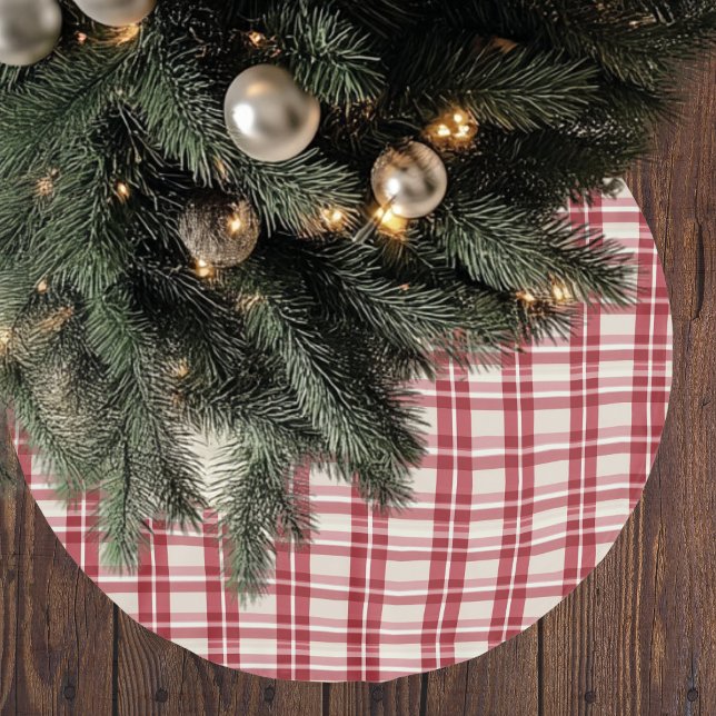 Rustic Reverie Farmhouse Red Plaid Christmas Tree  Brushed Polyester Tree Skirt (Creator Uploaded)