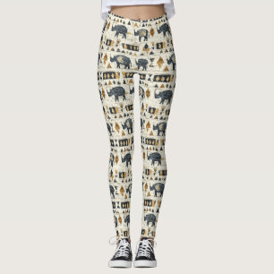Rustic Rhino Tribal Pattern (1) Leggings