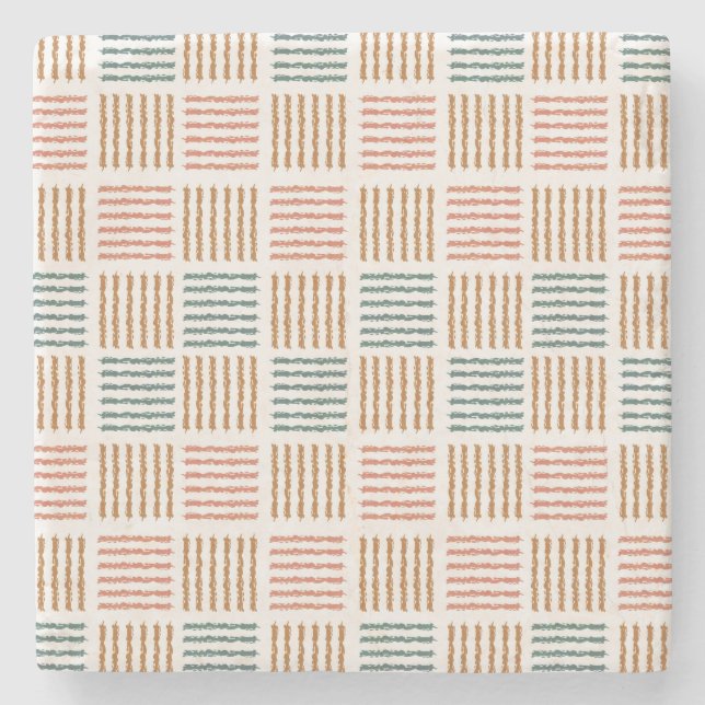 Rustic Rhythm Plaid – Modern Boho  Stone Coaster (Front)