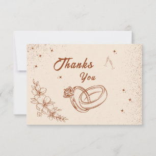 Rustic Ring and Floral Hand Drawn Bridal Shower Thank You Card