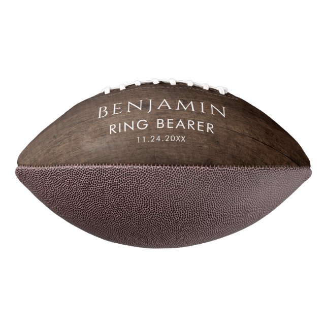 Rustic Ring Bearer Groomsman Keepsake Personalised Football (Rotated 270)
