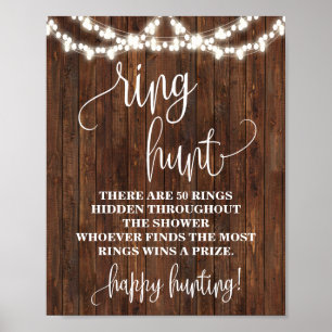 Rustic Ring Hunt Game Bridal Shower Wedding Sign