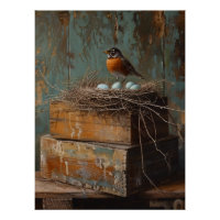 Rustic Robin and Nest Decoupage