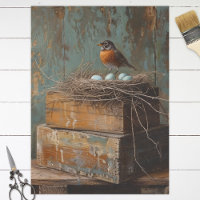 Rustic Robin and Nest Decoupage