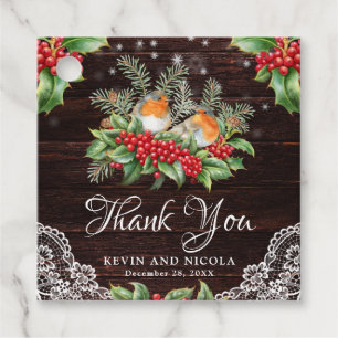 Rustic Robin Winter Wedding Thank You Favour Tags