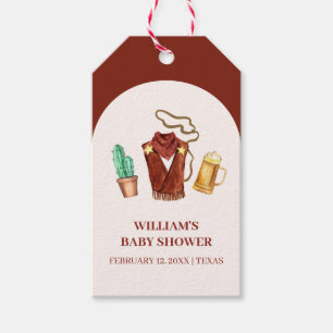 Rustic Rodeo Cowboy Cactus Beer Arch Baby Shower Gift Tags