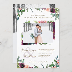 Rustic Romance Beautiful Two Photo Wedding Invitation