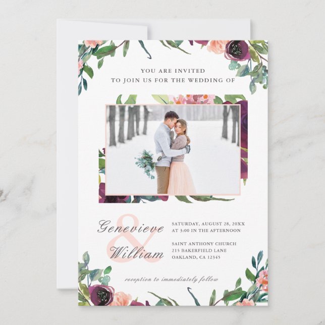 Rustic Romance Beautiful Two Photo Wedding Invitation (Front)