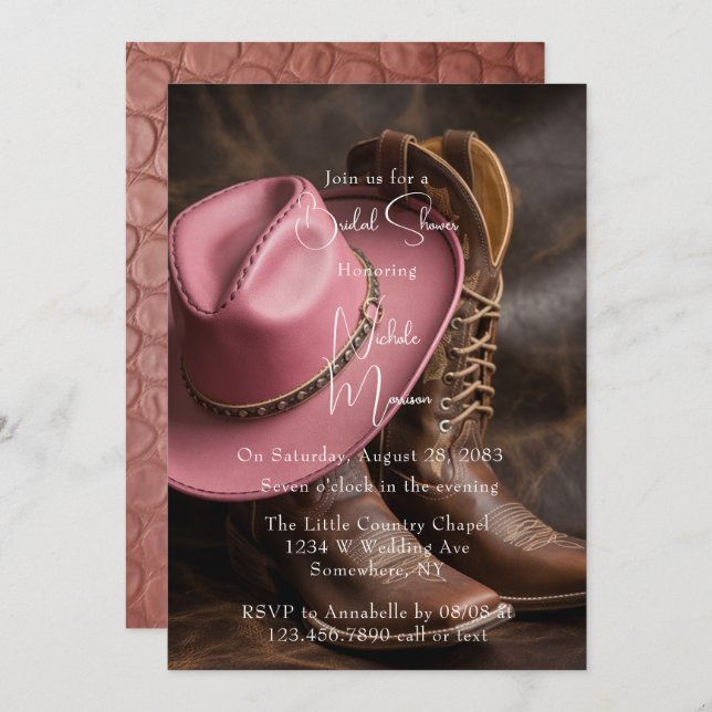 Rustic Romance: Boots & Hat Bridal Shower Invitation (Front/Back)