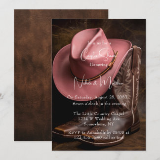 Rustic Romance: Boots & Hat Couples Shower Invitation