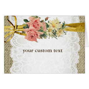 Rustic Romance Burlap & Lace Floral Fold Card