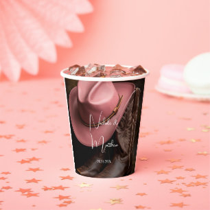 Rustic Romance: Cowboy Boots & Rose Hat Wedding Paper Cups