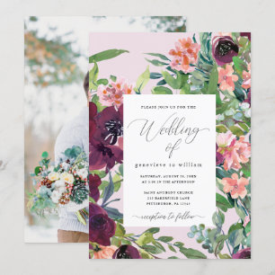 Rustic Romance Floral Photo Wedding Invitation