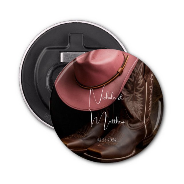 Rustic Romance Wedding Gift Bottle Opener (Front)