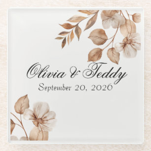 Rustic Romance Wedding Glass Coasters