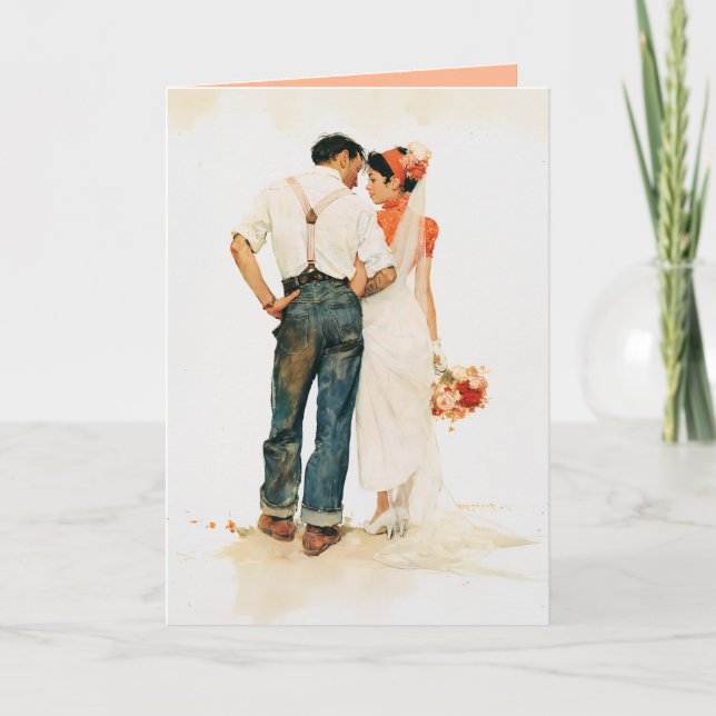  Rustic Romance Wedding Illustration Card (Front)