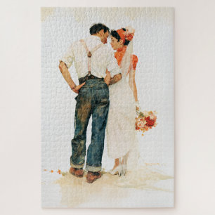 Rustic Romance Wedding Illustration Jigsaw Puzzle