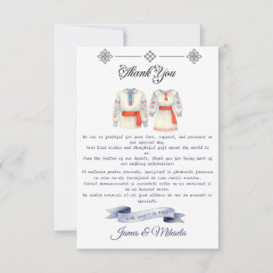 Rustic Romanian Wedding Traditional Folk Costumes Thank You Card
