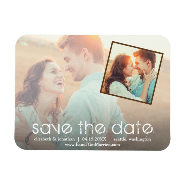 Rustic Romantic 2 Photo Save the Date Magnet (Horizontal)