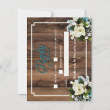 Rustic Romantic Antler Reply card with Magnolia