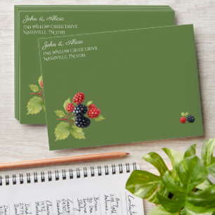 Rustic Romantic Autumn Berry Wedding Photo Back Envelope