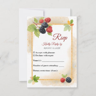 Rustic Romantic Autumn Berry Wedding Photo Back  RSVP Card