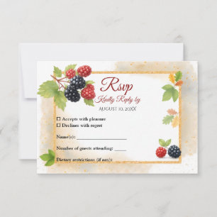 Rustic Romantic Autumn Berry Wedding Photo Back RSVP Card