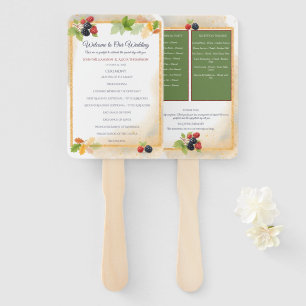 Rustic Romantic Autumn Berry Wedding Program Hand Fan