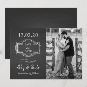Rustic Romantic Black & White Photo Save the Date