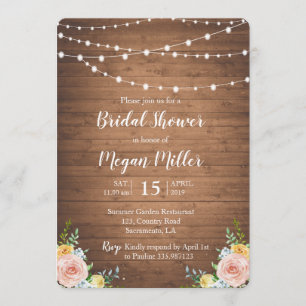 Rustic romantic Bridal shower invitation