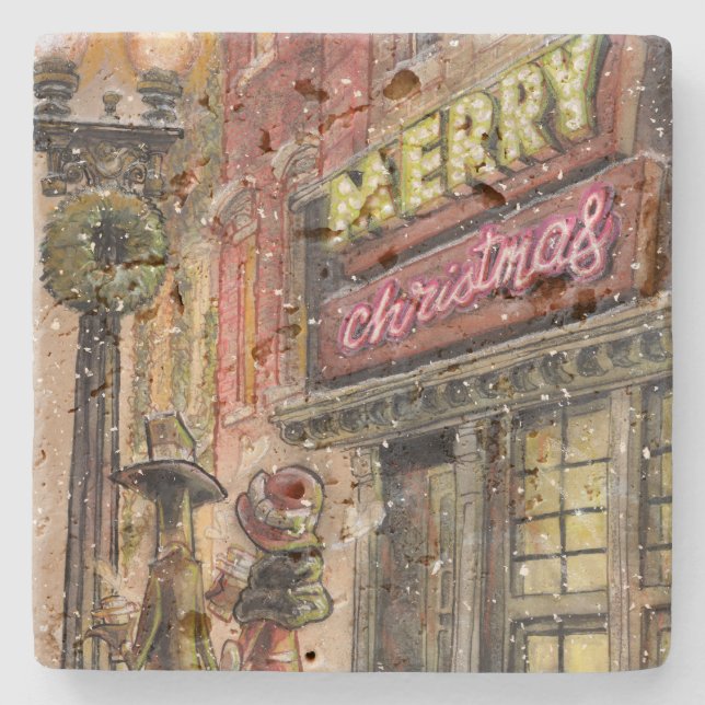 Rustic Romantic City Stroll Coaster (Front)