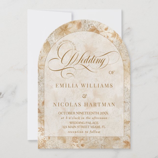 Rustic Romantic Fall All In One Wedding Invitation (Front)