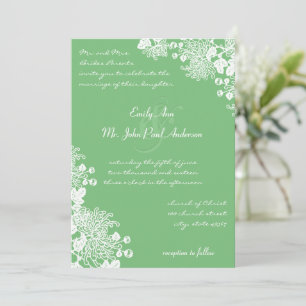 Rustic Romantic Floral Grass Green Wedding Invites