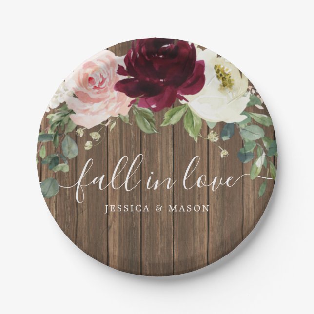 Rustic Romantic Greenery Bridal Shower Plates (Front)