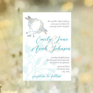 Rustic Romantic Hummingbird Kiss Love Bird Wedding Invitation