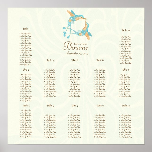 Rustic Romantic Hummingbird Kiss Love BirdWedding Poster (Front)