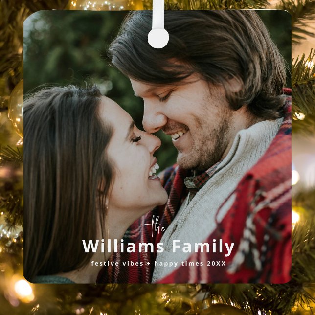 Rustic Romantic Minimal Sweet Couple Photo Metal Tree Decoration (Creator Uploaded)