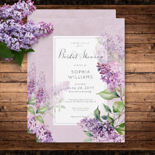 Rustic Romantic Purple & Sage Lilacs Bridal Shower Invitation