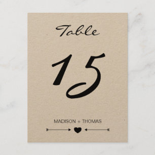 Rustic Romantic Table number card Kraft template