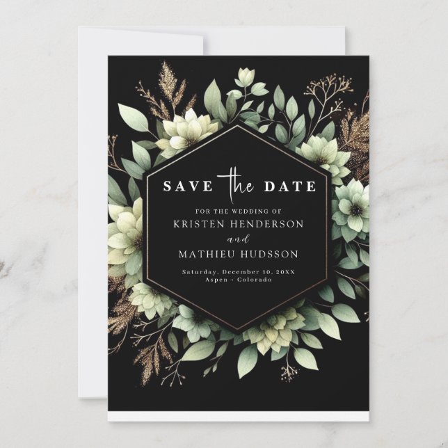 Rustic Romantic Typography Sage Green Wedding  Save The Date (Front)